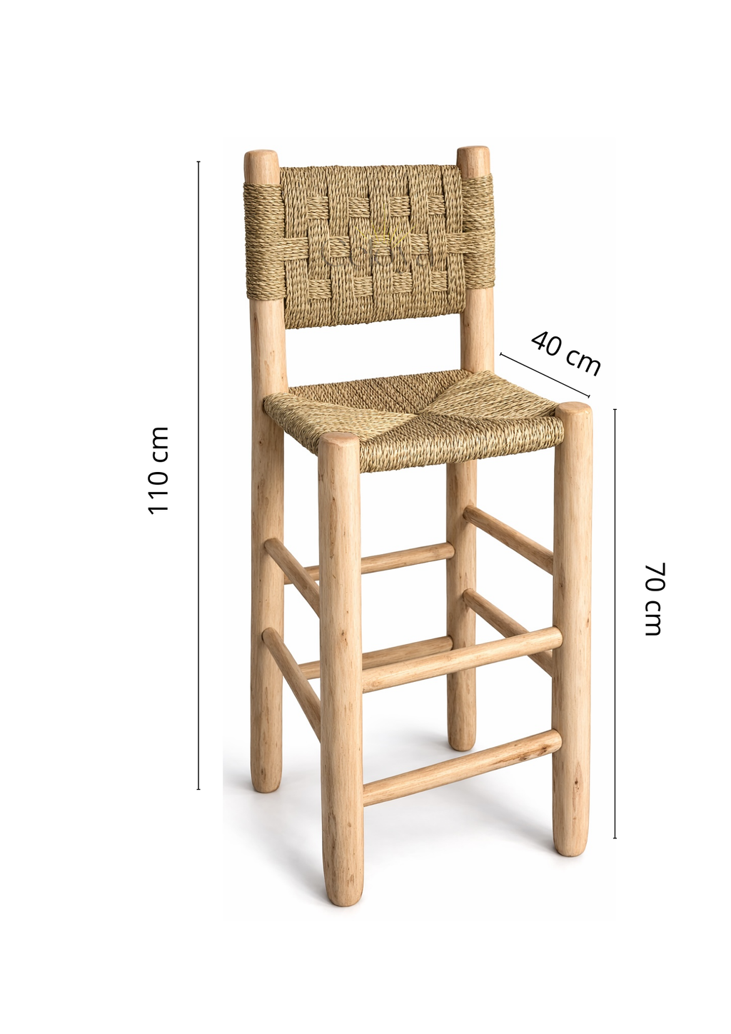 Tabouret Atlas - bois & fibres naturelles - Celoya