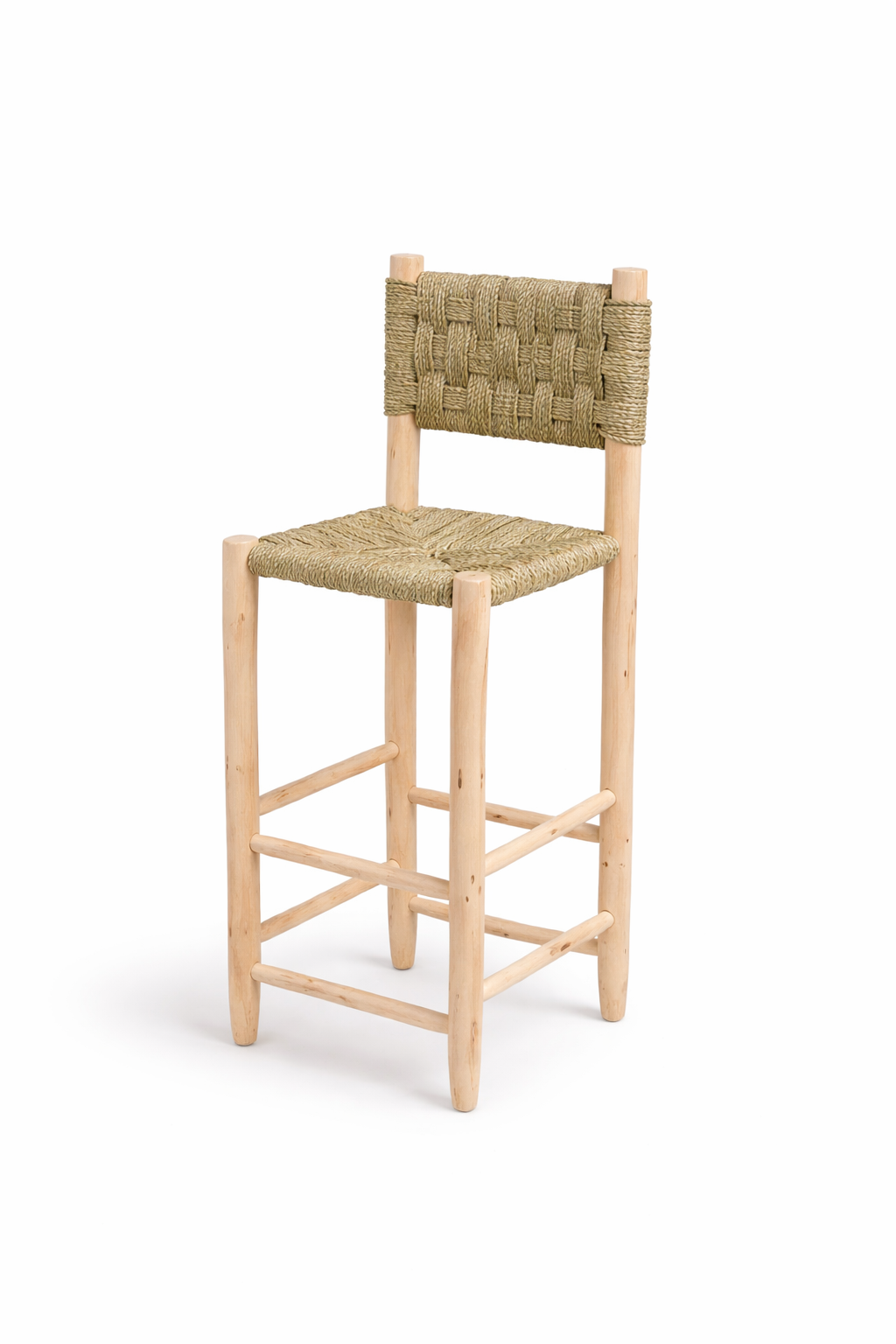 Tabouret Aria - bois et rotin naturel