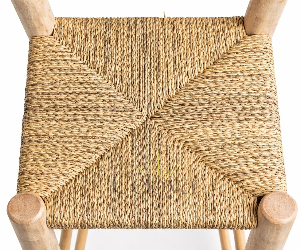 Tabouret Atlas - bois & fibres naturelles - Celoya