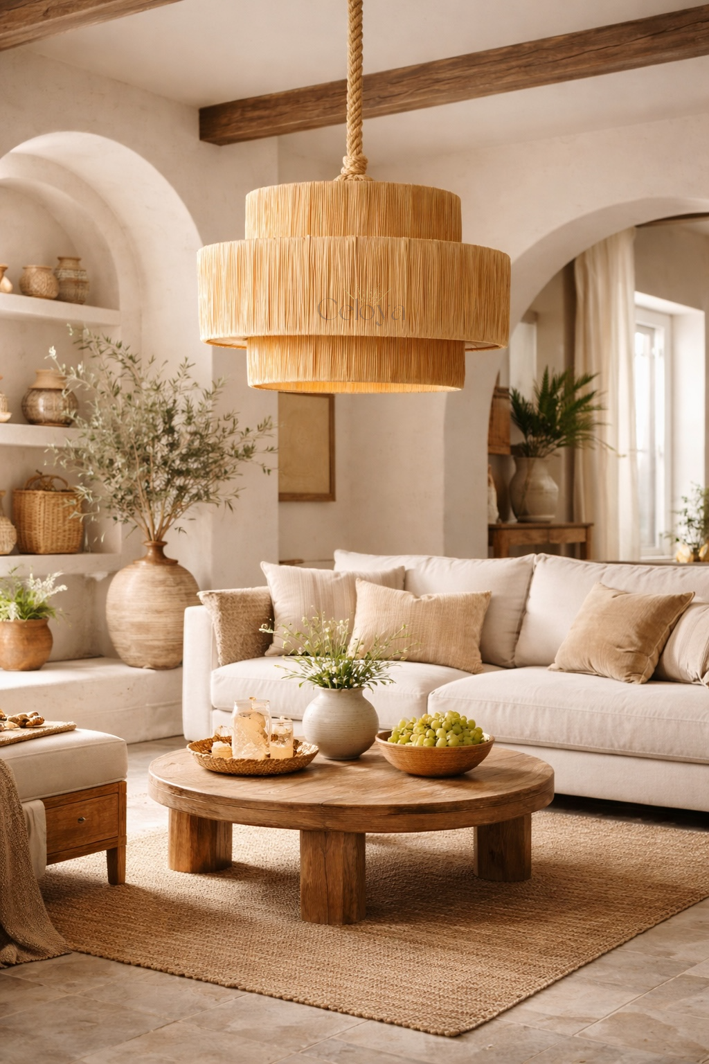 Lustre Laguna - raphia naturel