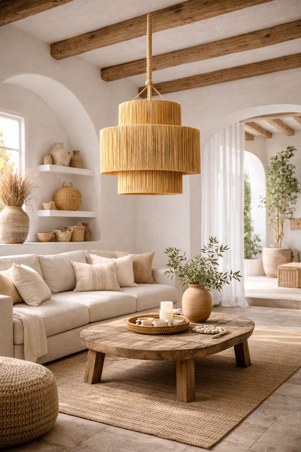 Lustre Nova - raphia naturel