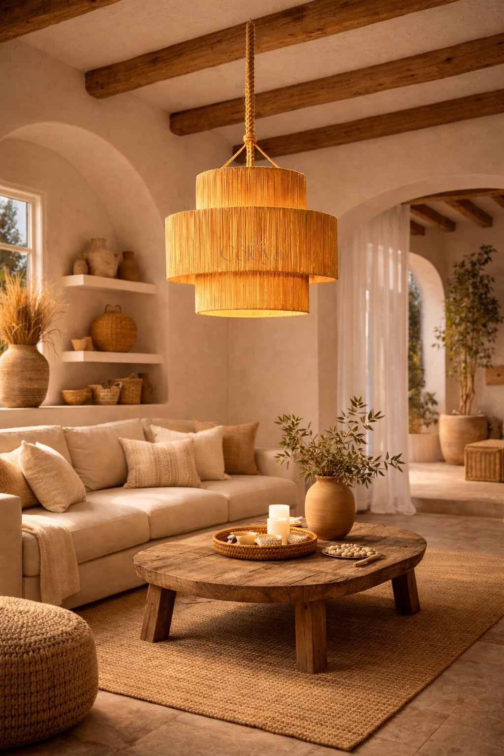 Lustre Nova - raphia naturel