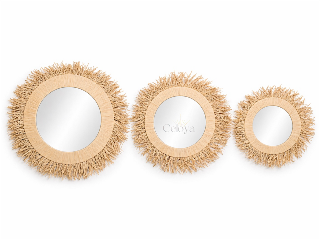 Miroir Liana - raphia naturel - Celoya