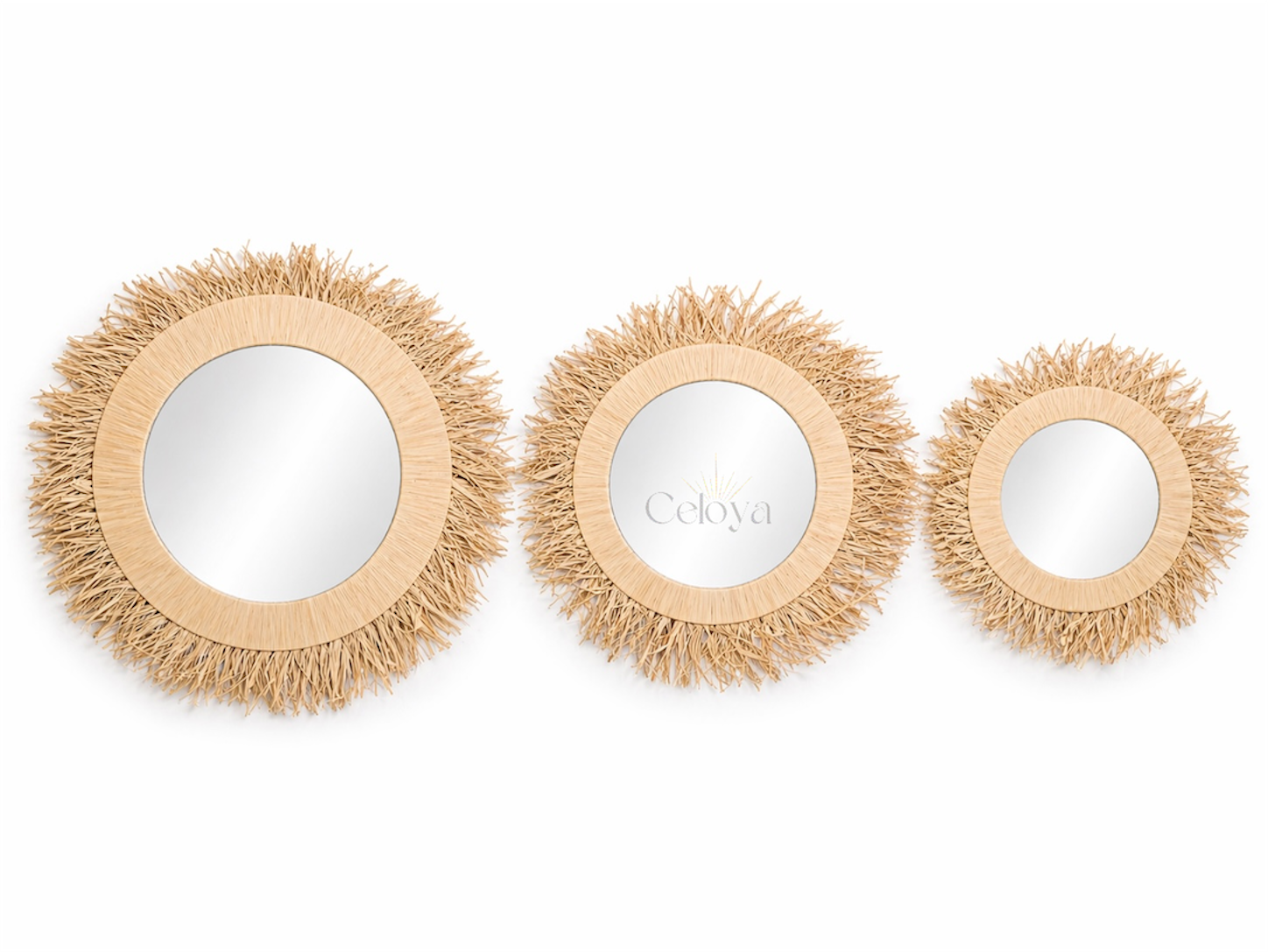 Miroir Liana - raphia naturel - Celoya