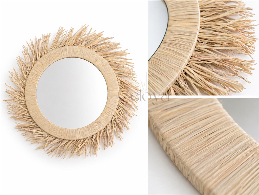 Miroir Liana - raphia naturel - Celoya