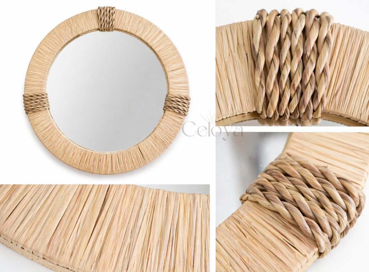 Miroir Nora - raphia naturel - Celoya