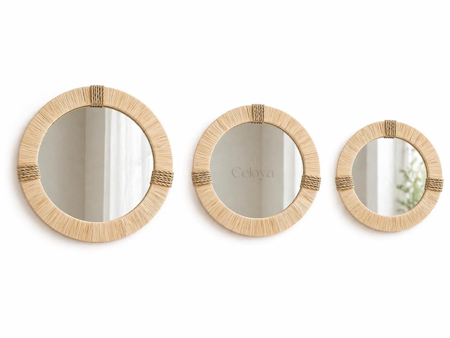 Miroir Nora - raphia naturel - Celoya