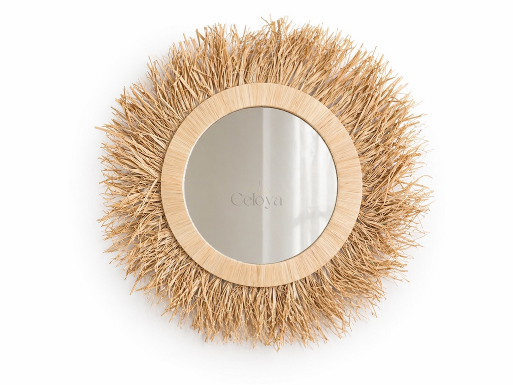 Miroir Liana - raphia naturel - Celoya